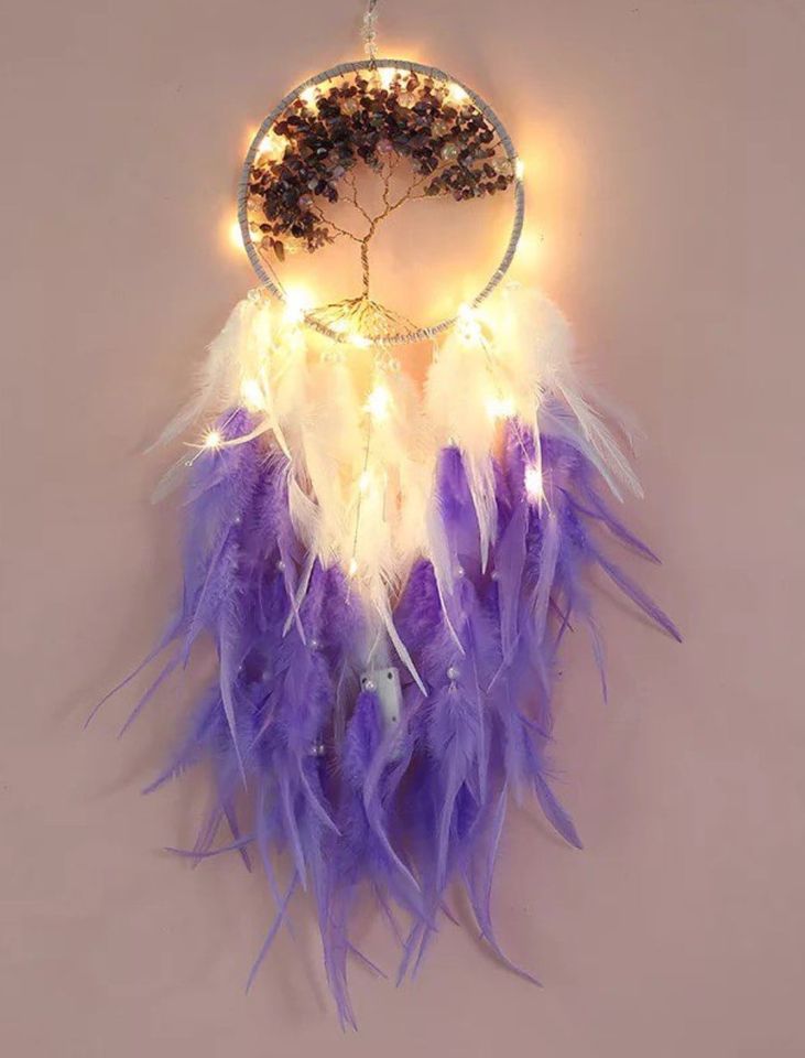 Amethyst/Pink Quartz Healing Crystal Decor Tree of life Dream Catcher –  Teenzycrafts