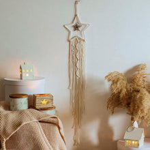 Load image into Gallery viewer, Star Macrame Dream Catcher Wall Hang With Light
