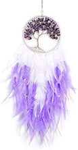 Load image into Gallery viewer, Amethyst/Pink Quartz Healing Crystal Decor Tree of life Dream Catcher with lights
