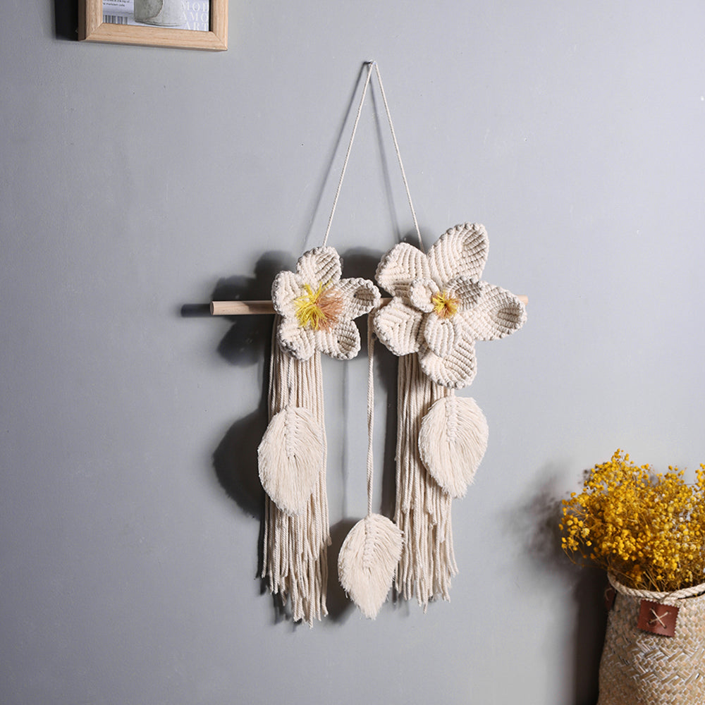 Ivory Floral Macrame Wall Hang