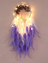 Load image into Gallery viewer, Amethyst/Pink Quartz Healing Crystal Decor Tree of life Dream Catcher with lights
