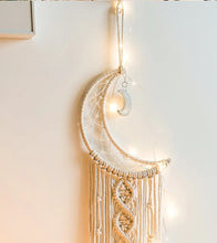 Load image into Gallery viewer, Moon Dream Catcher with lights Handmade Macrame
