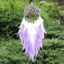 Load image into Gallery viewer, Amethyst/Pink Quartz Healing Crystal Decor Tree of life Dream Catcher with lights
