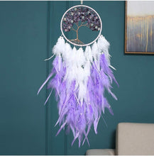 Load image into Gallery viewer, Amethyst/Pink Quartz Healing Crystal Decor Tree of life Dream Catcher with lights
