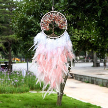 Load image into Gallery viewer, Amethyst/Pink Quartz Healing Crystal Decor Tree of life Dream Catcher with lights
