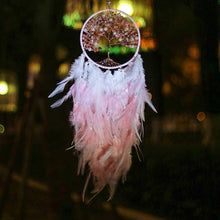 Load image into Gallery viewer, Amethyst/Pink Quartz Healing Crystal Decor Tree of life Dream Catcher with lights
